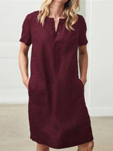 Loose V-Neck Medium Length Dress