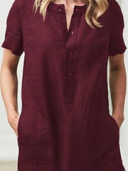 Loose V-Neck Medium Length Dress
