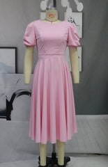 Solid Color Slim Fit Sexy Big Swing Dress