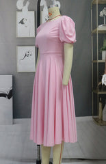 Solid Color Slim Fit Sexy Big Swing Dress