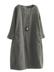 Autumn And Winter Corduroy Retro Solid Dress