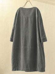 Autumn And Winter Corduroy Retro Solid Dress
