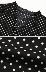 Ladies V-Neck Tie Long Sleeve Polka Dot Dress