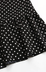 Ladies V-Neck Tie Long Sleeve Polka Dot Dress