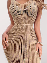 SwimwearSexy V-Neck Hollow Backless Hem Slit Sleeveless Dress Bikini Knit Cover-Up