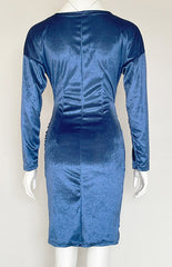 Sexy Velvet V-Neck Slim-Fit Split Cocktail Party Long-Sleeved Dress