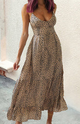 V-Neck Halter Tie-Up Dress Big Swing Dress