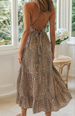 V-Neck Halter Tie-Up Dress Big Swing Dress