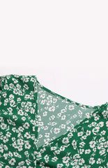 Short Sleeve Lace-Up Cardigan Print Dress