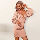 Ladies Spring/Deep V Backpack Hip Sexy Dress