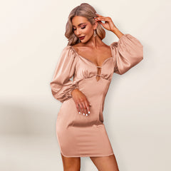 Ladies Spring/Deep V Backpack Hip Sexy Dress
