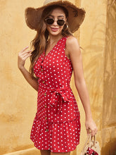 tank top skirt round neck fungus edge polka dot slim dress