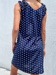 blue polka dot skirt European and American loose dress