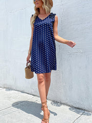 blue polka dot skirt European and American loose dress