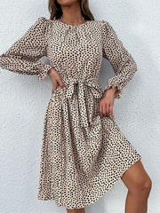 Autumn laces printed European and American base dress