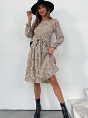Autumn laces printed European and American base dress