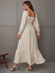 Hollow Outer Neck Long Sleeve Pullover Dress