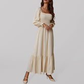 Hollow Outer Neck Long Sleeve Pullover Dress