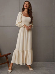 Hollow Outer Neck Long Sleeve Pullover Dress