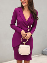 Ladies Elegant Slim Suit Collar Dress