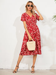 Casual Bohemian Print Square Neck Dress
