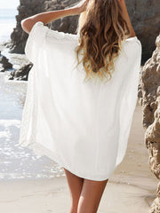 SwimwearCotton and lace beach dress sexy V-neck vacation sunscreen shirt bikini overshirt