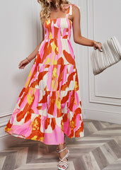 Spring/Sexy Backless Printed Sling Holiday Dress