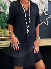 daily casual cotton short-sleeved shirt dress