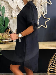 daily casual cotton short-sleeved shirt dress