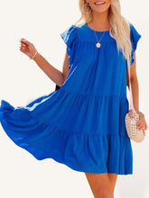 Pleated Loose Solid Color Short Sleeve Dress