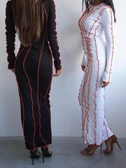 style small pit strip round neck reverse car edge dress