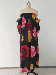 Sexy tube top digital printing dress