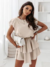 Loose Ruffle Short Sleeve Double Layer Dress