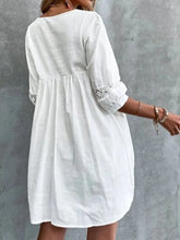 V-neck simple cotton mid-sleeve casual vacation dress