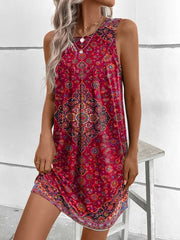 Women Boho Sleeveless Printed Ethnic Dress