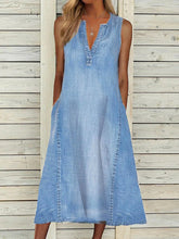 solid color sleeveless V-neck loose casual denim dress