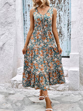 Casual Ladies Button Sleeveless Floral Print Dress
