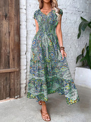 temperament high waist bohemian dress