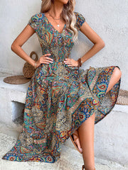 temperament high waist bohemian dress