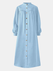 Cardigan Long Sleeve Stand Collar Swing Dress