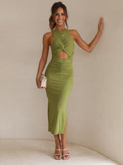Slim Slit Dress Casual Vacation Sleeveless Ladies Dress