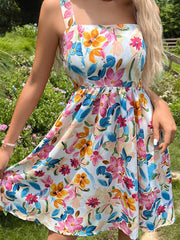 printed French style suspender skirt design sense floral dress