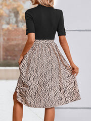 Ladies Half High Neck Leopard Print Dress