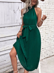 solid color halter neck dress minimalist style