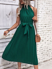 solid color halter neck dress minimalist style