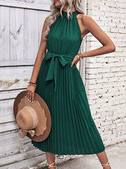 solid color halter neck dress minimalist style