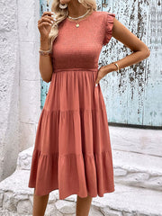 Ladies Casual Slim Solid Color Dress