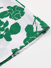 Round neck waist print dress with belt