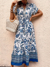 Blue Printed Slim Dress