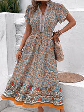 ethnic style V-neck floral dress